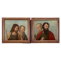 Antique Two Early 16th Century Venetian Panel Paintings of Saints and Apostles