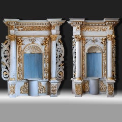 Two Early 17th Century Carved Oak and Gilt French Chapel Niches