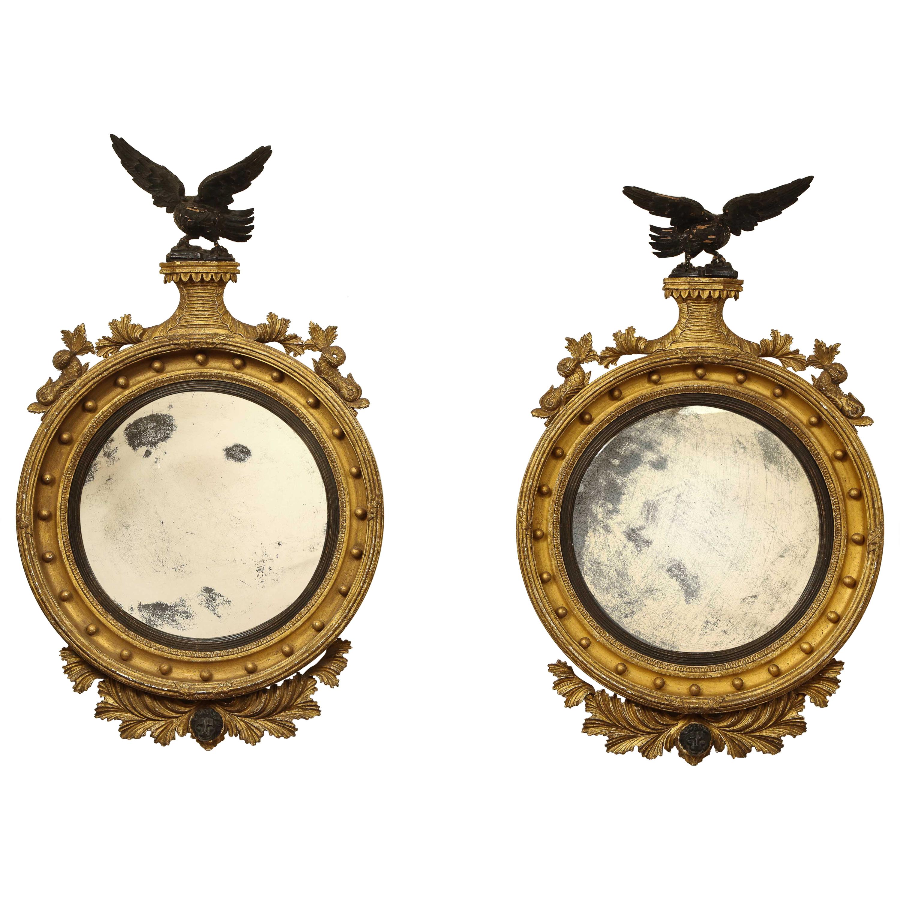 Two Early 19th Century English Convex Mirrors For Sale