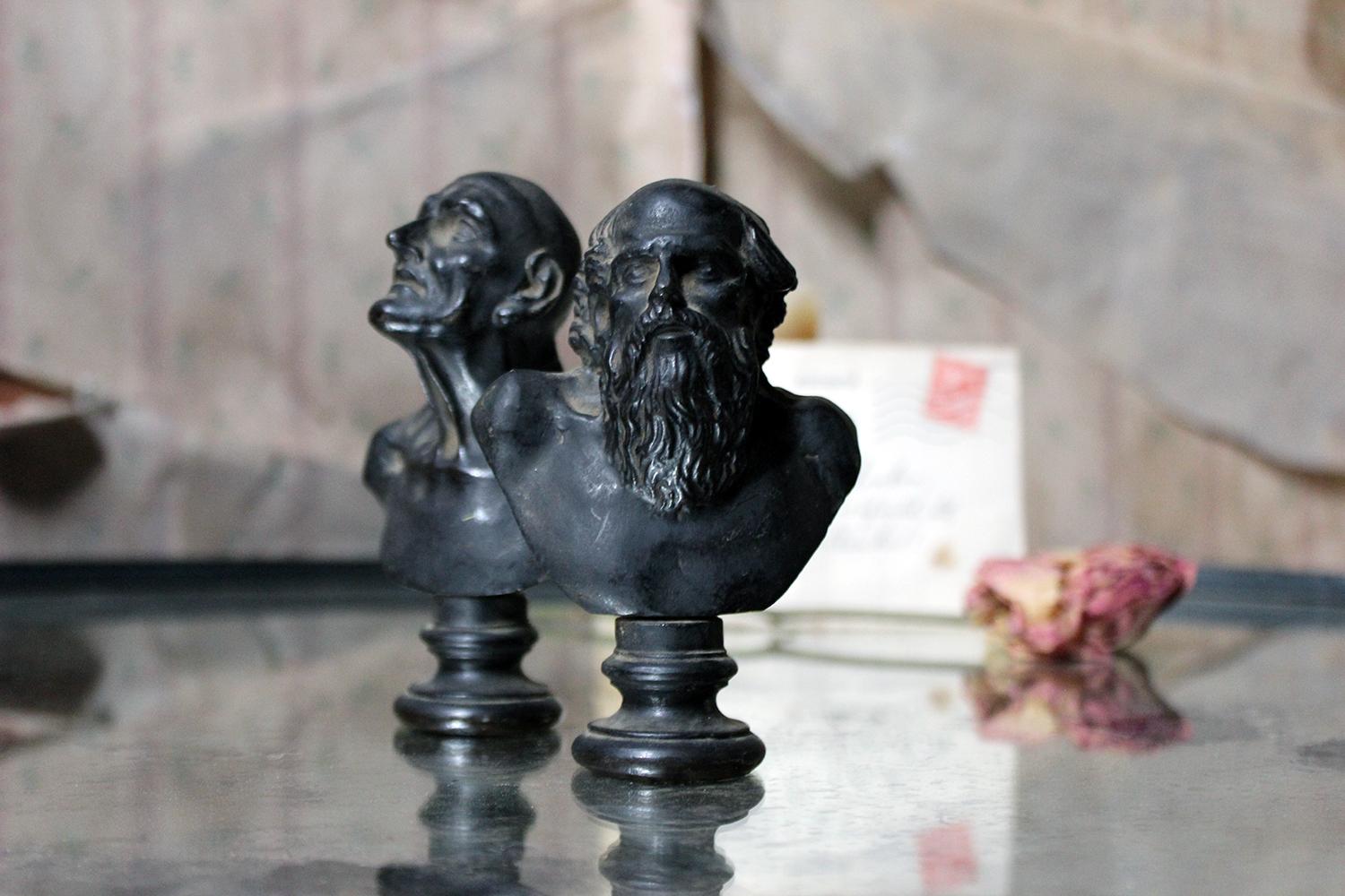Two Early 19th Century Grand Tour Bronze Portrait Busts of Philosophers 10