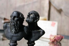 Two Early 19th Century Grand Tour Bronze Portrait Busts of Philosophers
