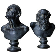 Two Early 19th Century Grand Tour Bronze Portrait Busts of Philosophers