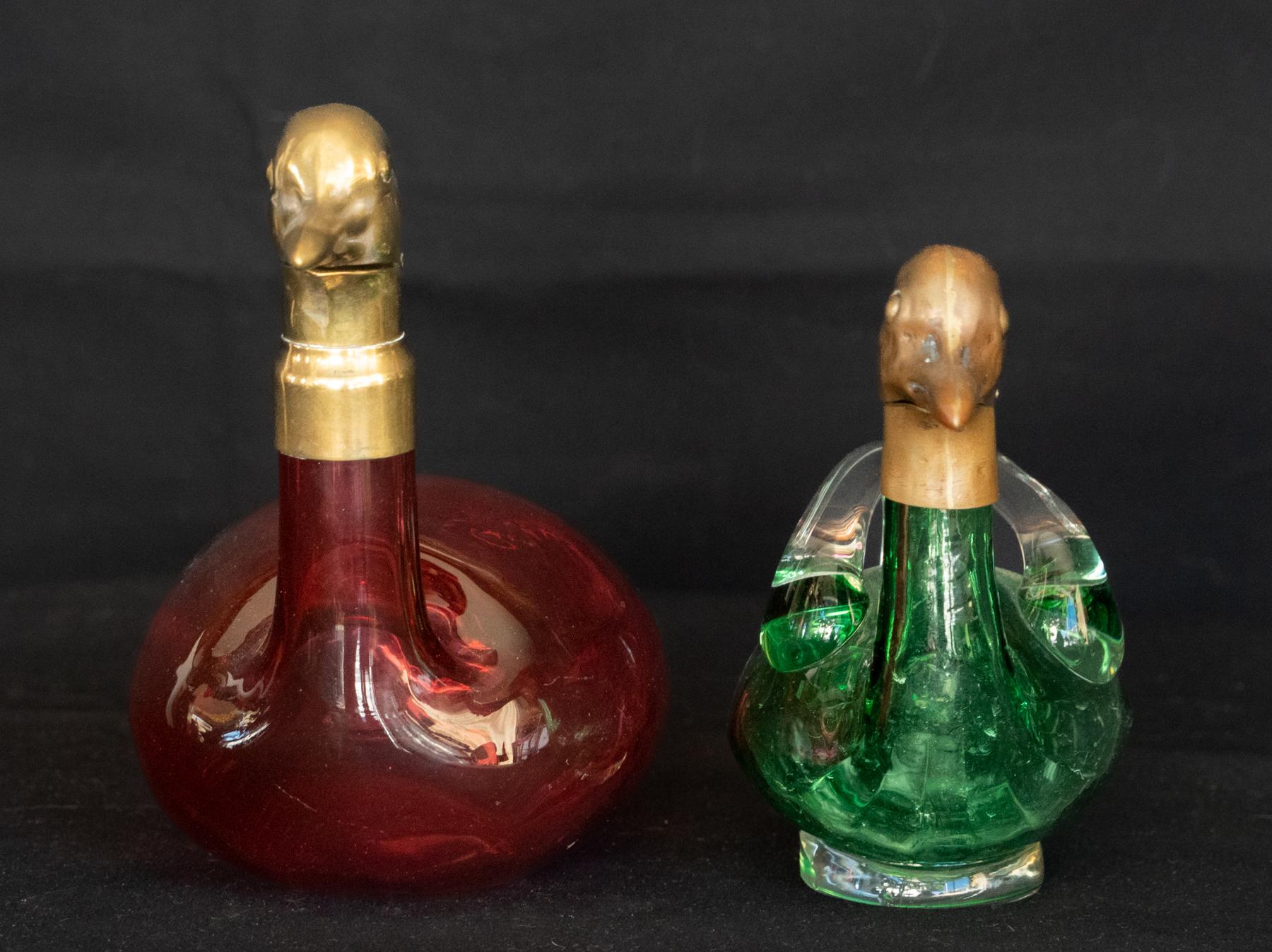 Belle Époque Two Early 20th Century Austrian Decanters in the Form of Ducks For Sale