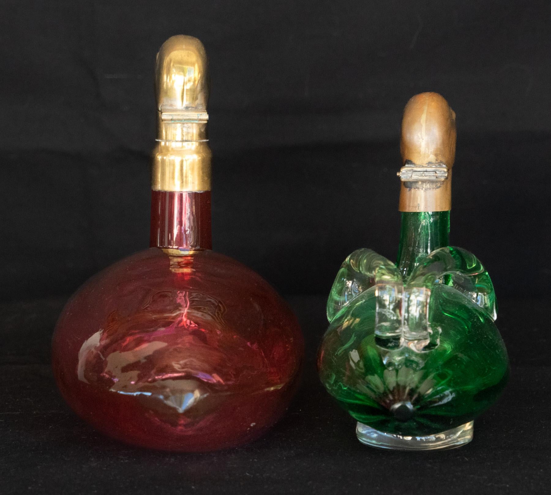 Two Early 20th Century Austrian Decanters in the Form of Ducks In Fair Condition For Sale In San Francisco, CA