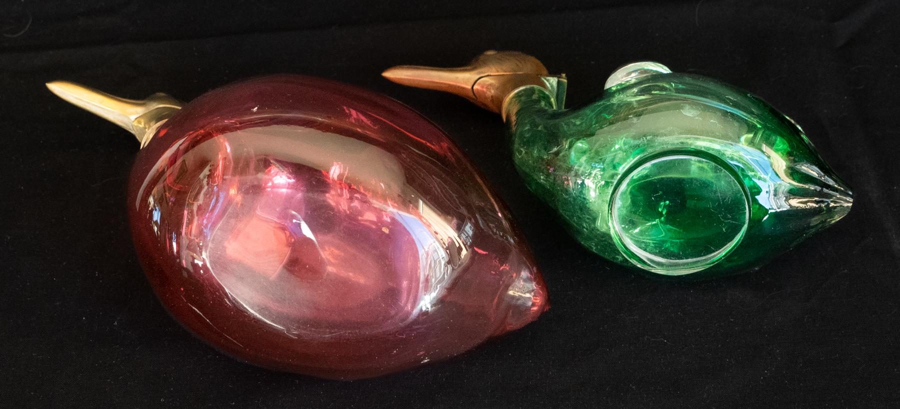 Art Glass Two Early 20th Century Austrian Decanters in the Form of Ducks For Sale