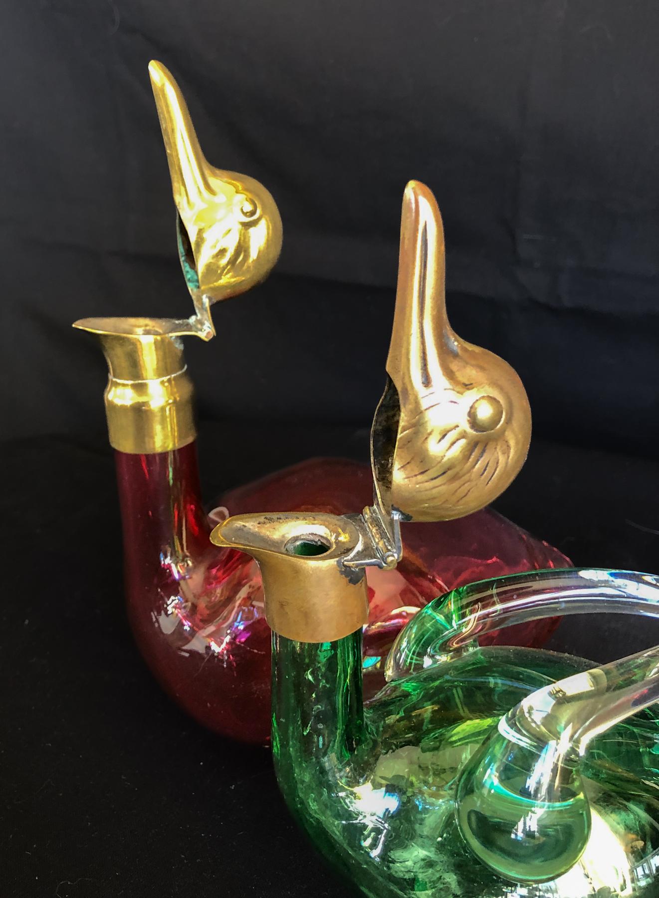 Two Early 20th Century Austrian Decanters in the Form of Ducks For Sale 2
