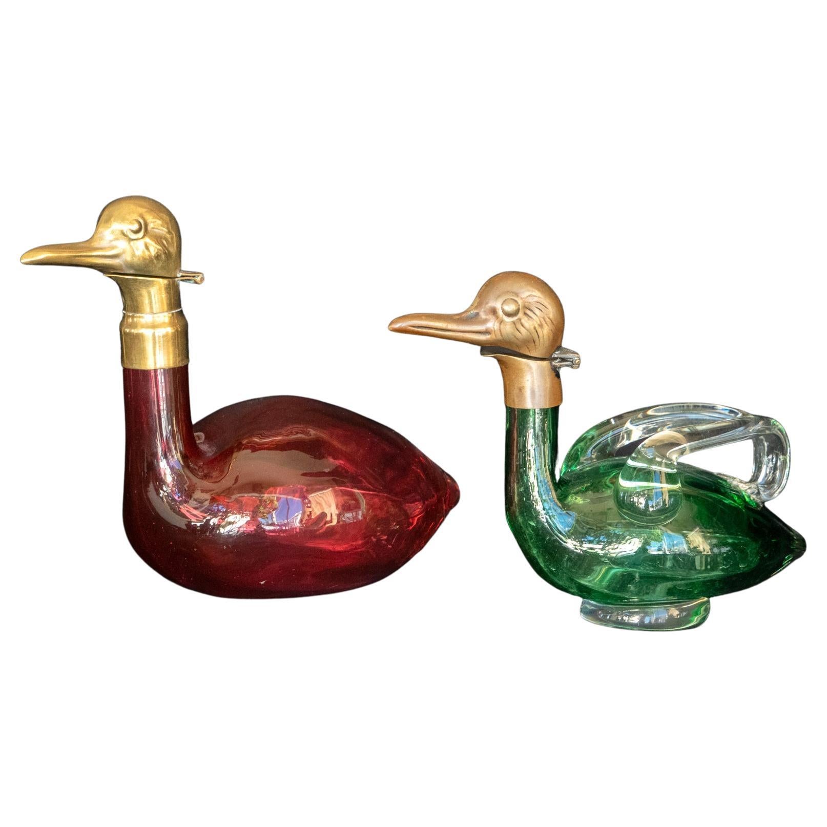 Two Early 20th Century Austrian Decanters in the Form of Ducks For Sale