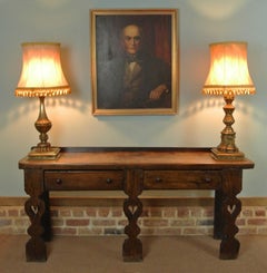 Two Early 20th Century Cast Brass Large Lamps c. 1940