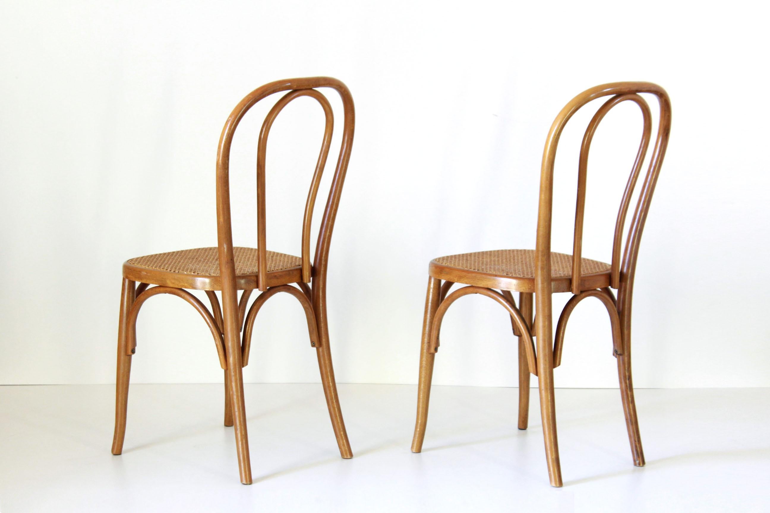 Rustic Two Early 20th Century Thonet Style curved Wood Chairs