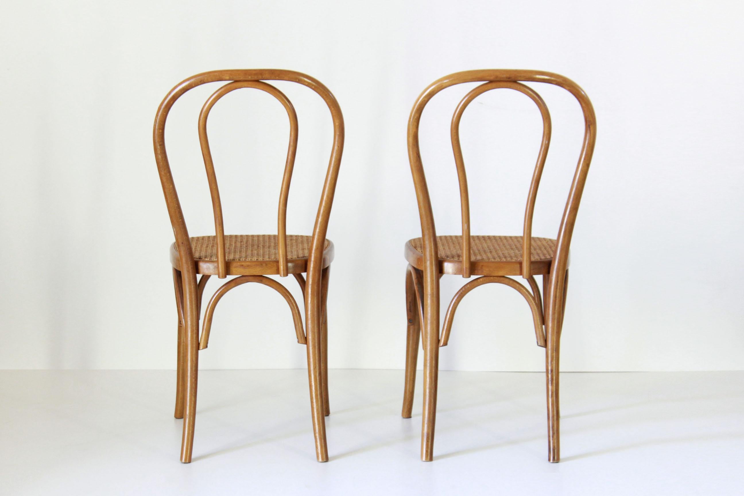 Austrian Two Early 20th Century Thonet Style curved Wood Chairs