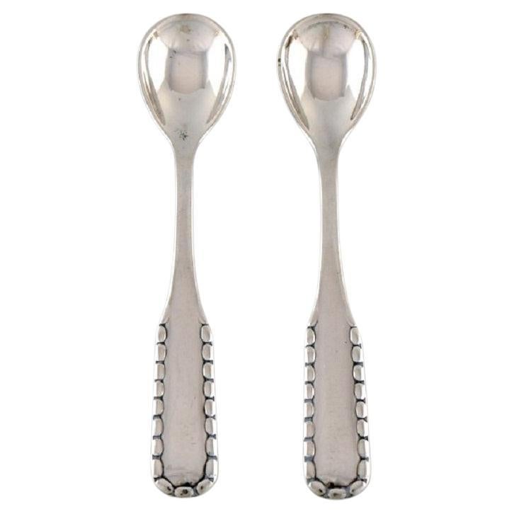 Two Early Georg Jensen Rope Salt Spoons in Silver, 830, Dated 1909-1914 For Sale