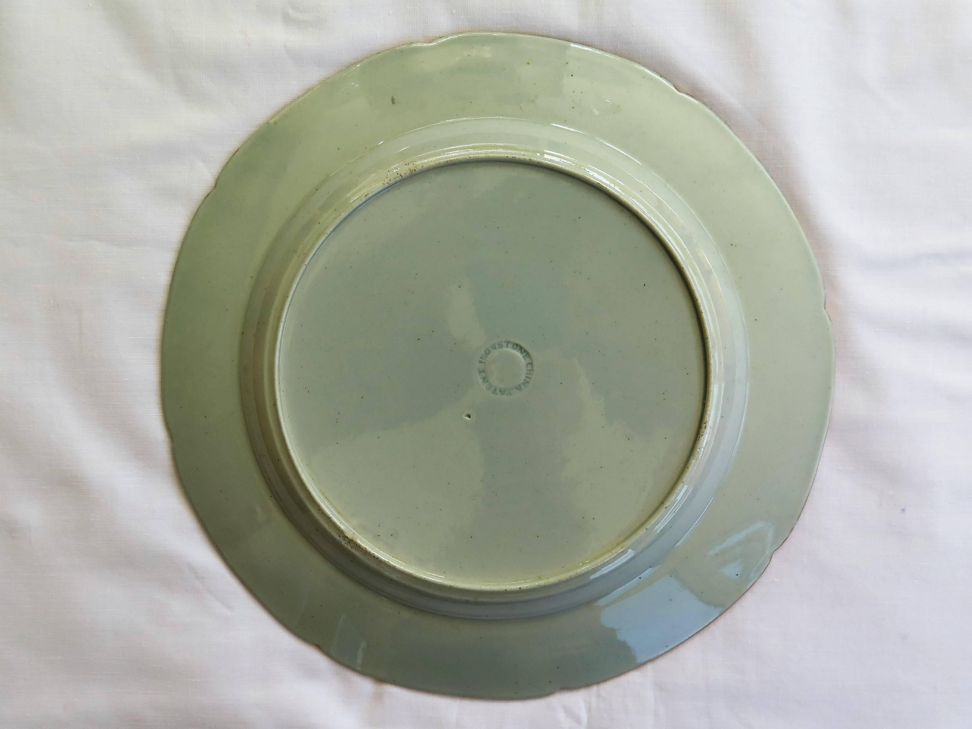 Two Early Mason's Ironstone Dinner Plates Rare Heavily Gilded Patterns 7