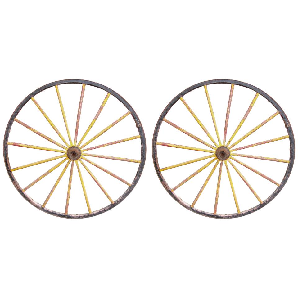 Hand Painted Early Americana Folk Art Game Wheel For Sale at 1stDibs