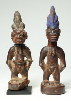 Two Early Yoruba Tribal Twin Figures "Ibeji" Nigera, Early 20th Century