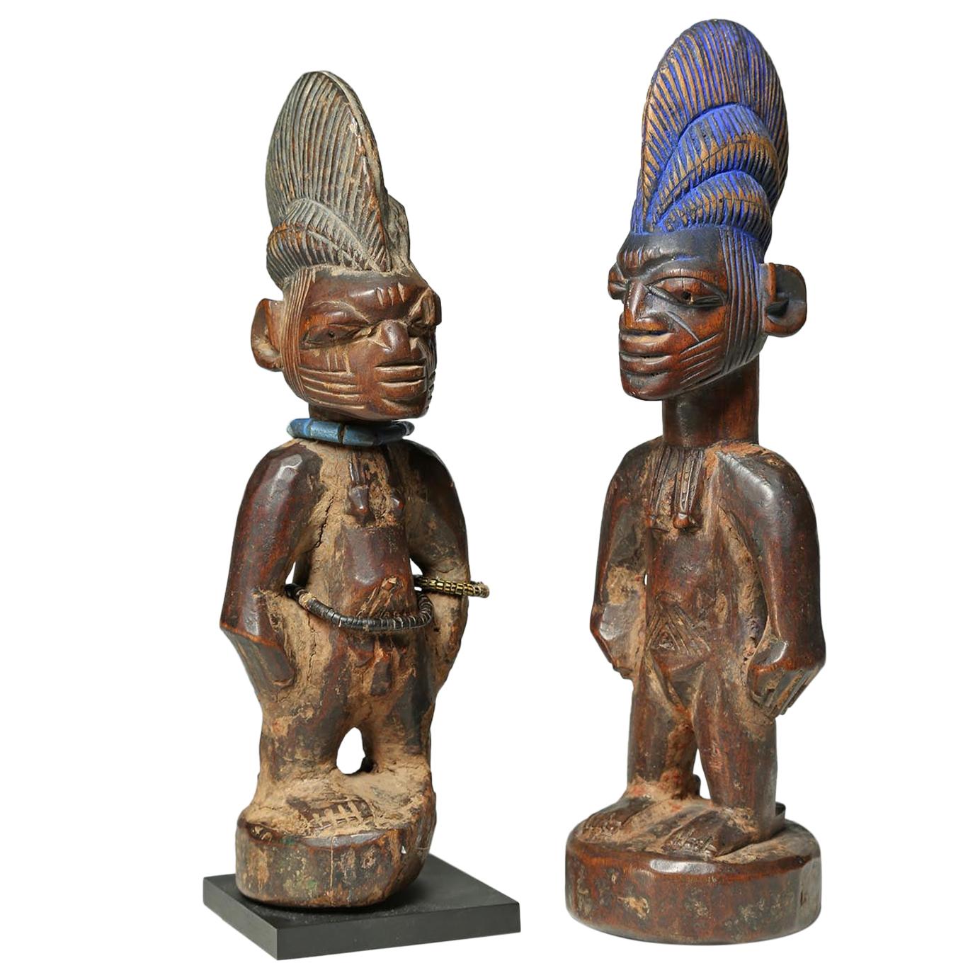 Two Early Yoruba Tribal Twin Figures "Ibeji" Nigera, Early 20th Century For Sale