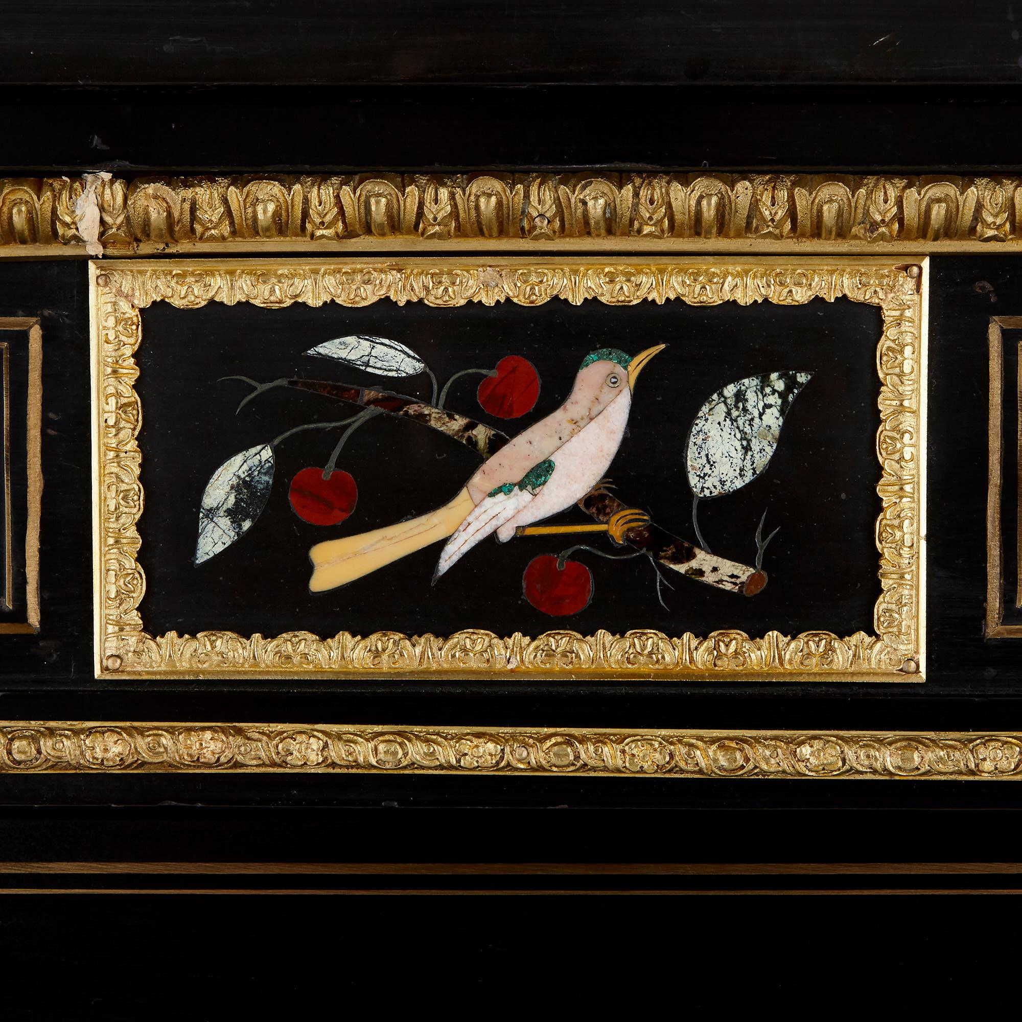 Two Ebonised Wood, Pietra Dura and Gilt Bronze Cabinets In Good Condition In London, GB