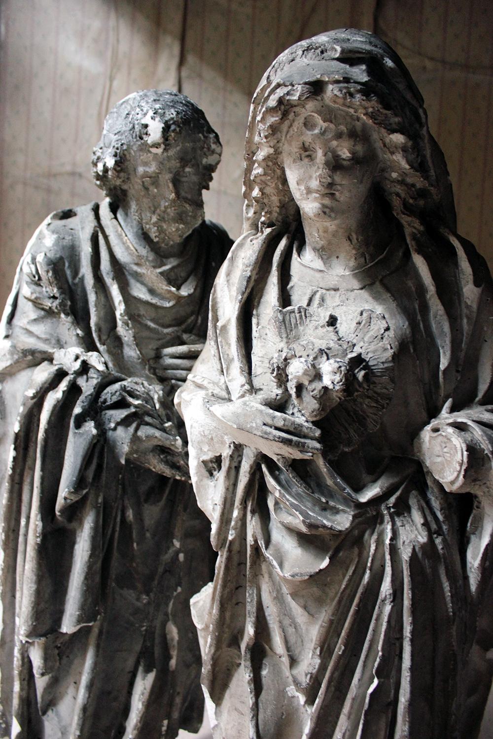Two Ecclesiastical Plaster Figures of the Immaculate Heart of Mary & St. David 4