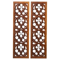 Two Ecclesiastical Style Antique Carved Oak Panels
