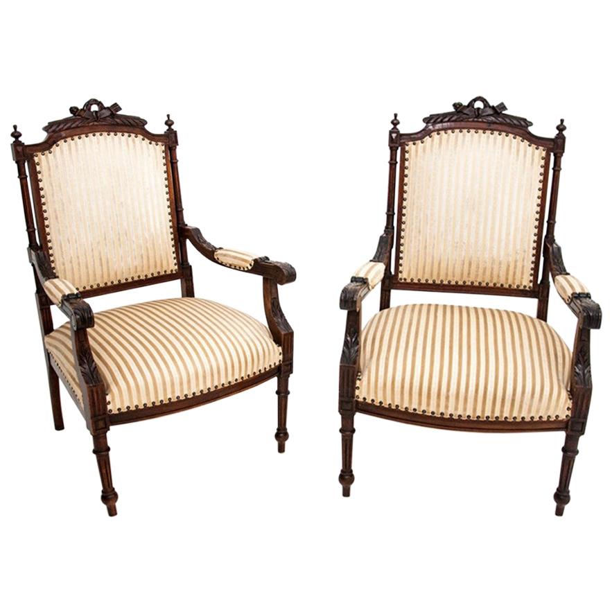Two Eclectic Beige Armchairs 