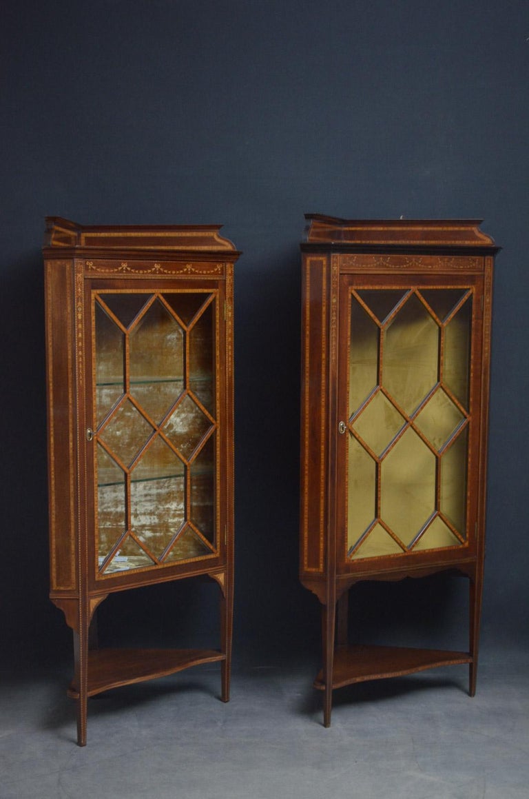 Two Edwardian Mahogany Corner Display Cabinets For Sale At 1stdibs
