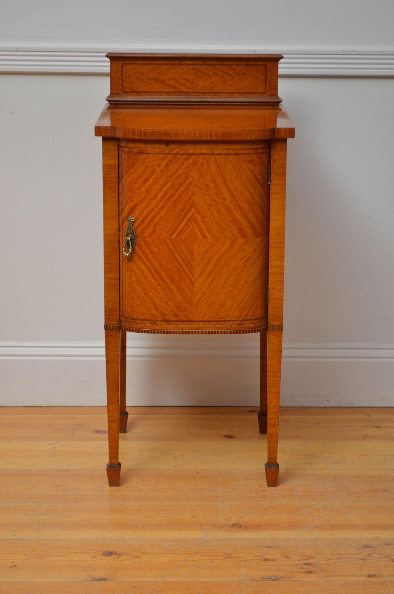 English Two Edwardian Satinwood Bedside Cabinets Bedside Cupboards For Sale