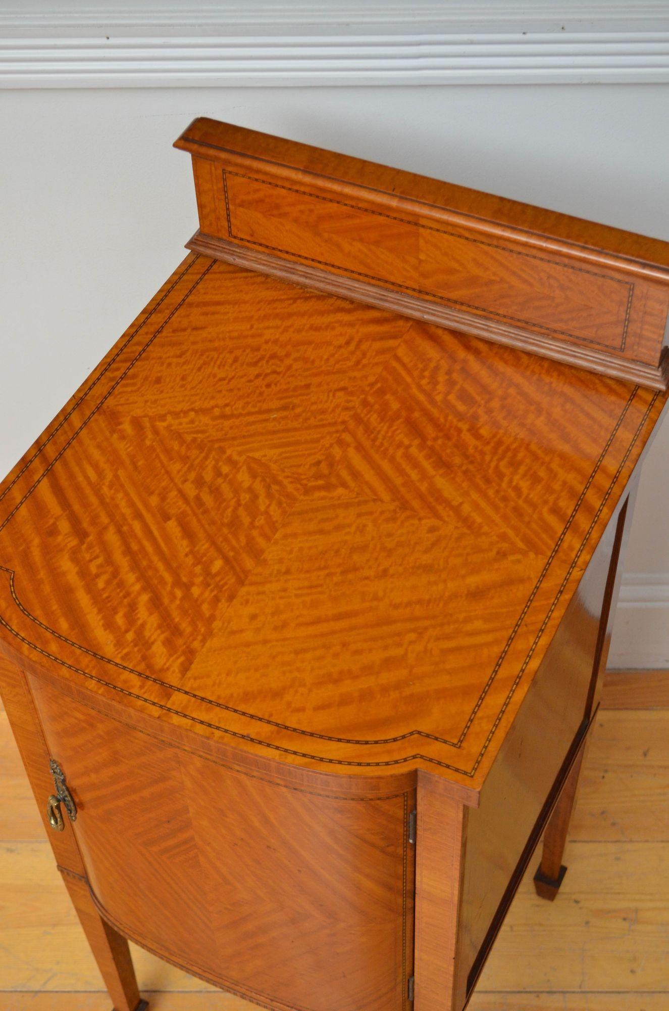 Two Edwardian Satinwood Bedside Cabinets Bedside Cupboards For Sale 1