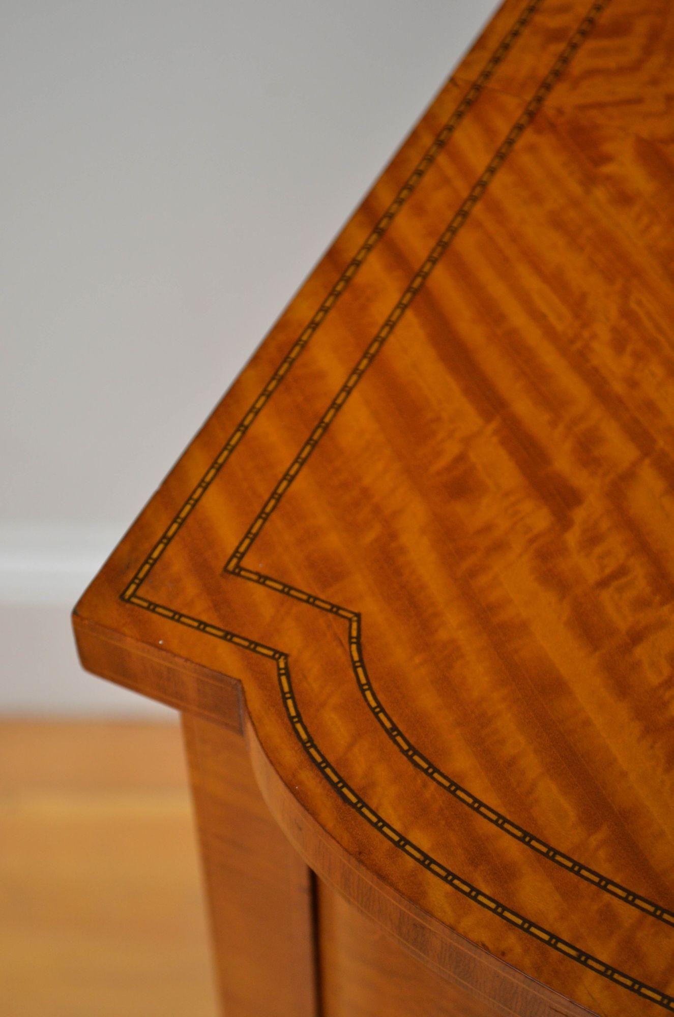 Two Edwardian Satinwood Bedside Cabinets Bedside Cupboards For Sale 2