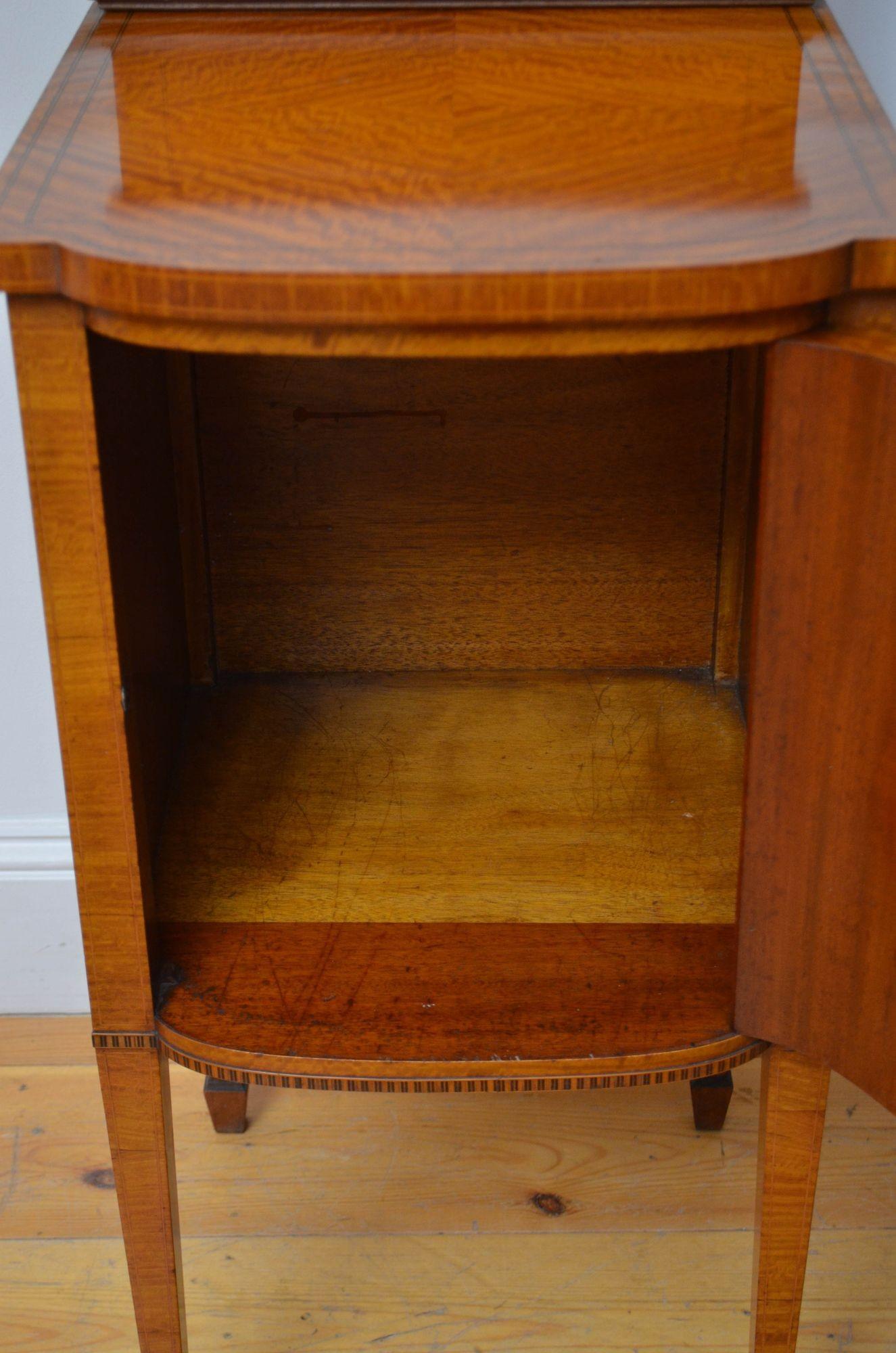 Two Edwardian Satinwood Bedside Cabinets Bedside Cupboards For Sale 4