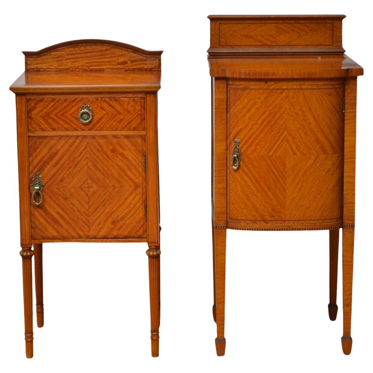 Two Edwardian Satinwood Bedside Cabinets Bedside Cupboards