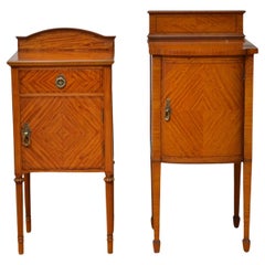 Two Edwardian Satinwood Bedside Cabinets Bedside Cupboards