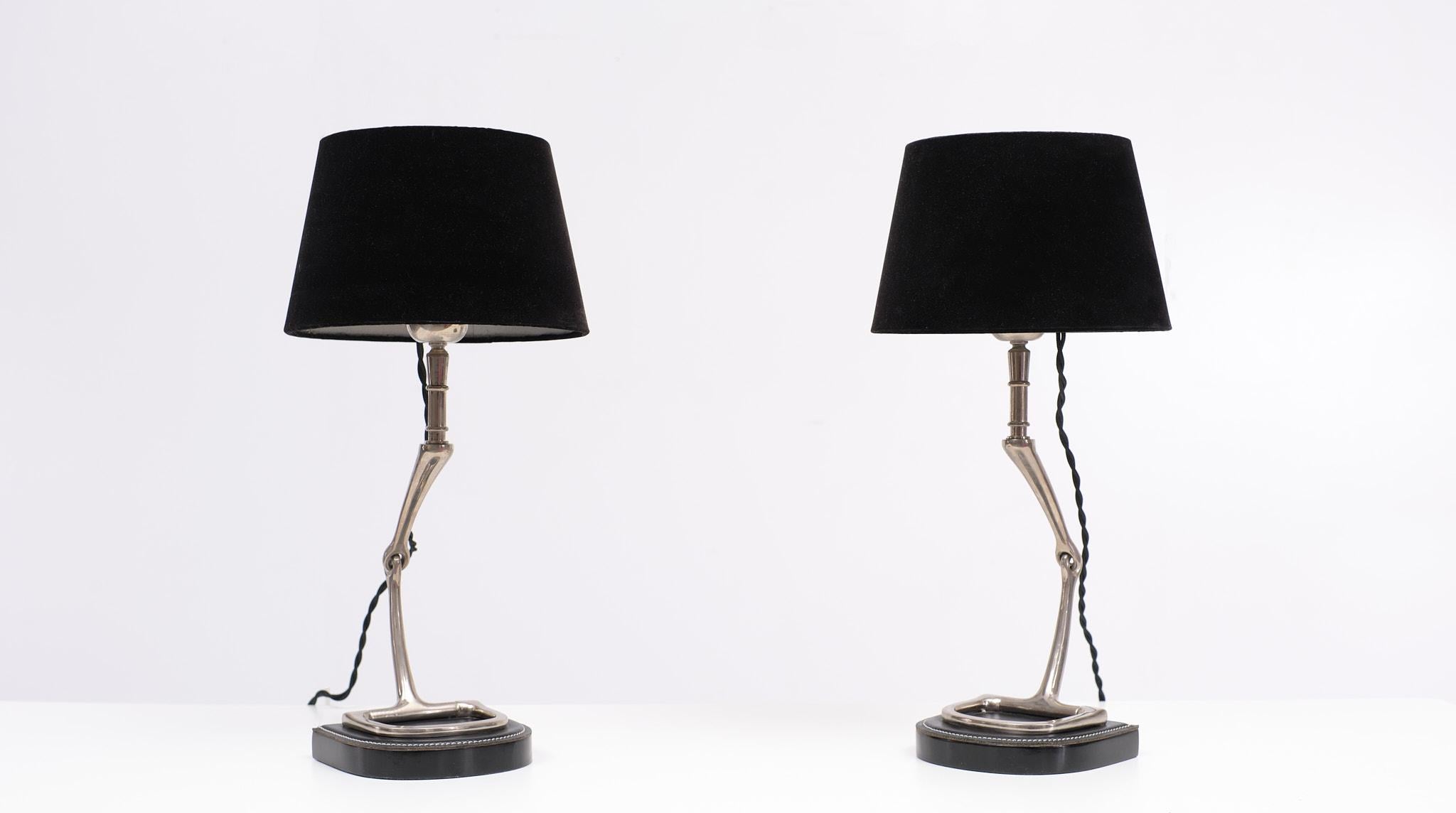 Mid-Century Modern Two EICHHOLTZ Stirrup Table Lamps, 1980s For Sale