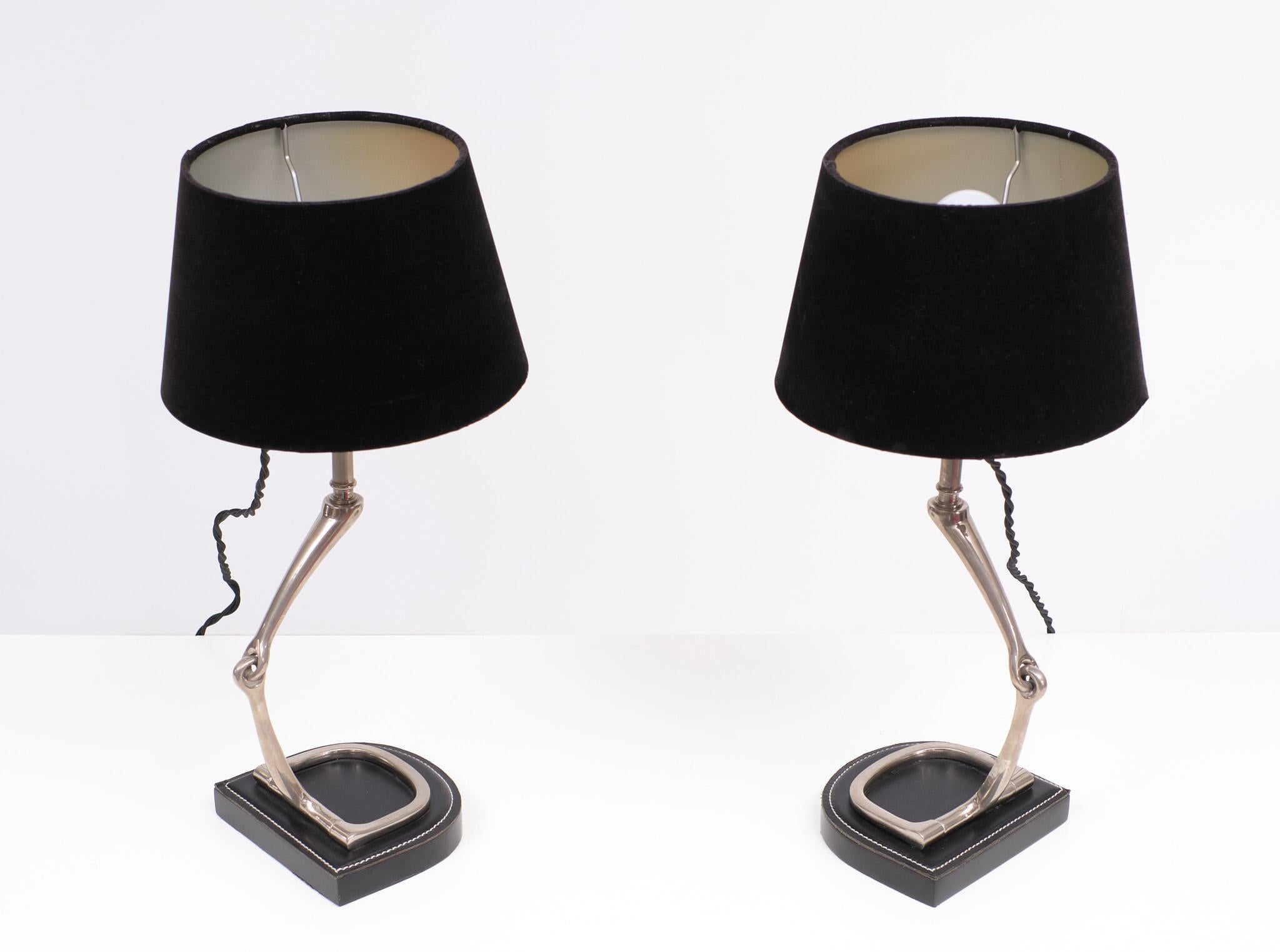 Dutch Two EICHHOLTZ Stirrup Table Lamps, 1980s For Sale