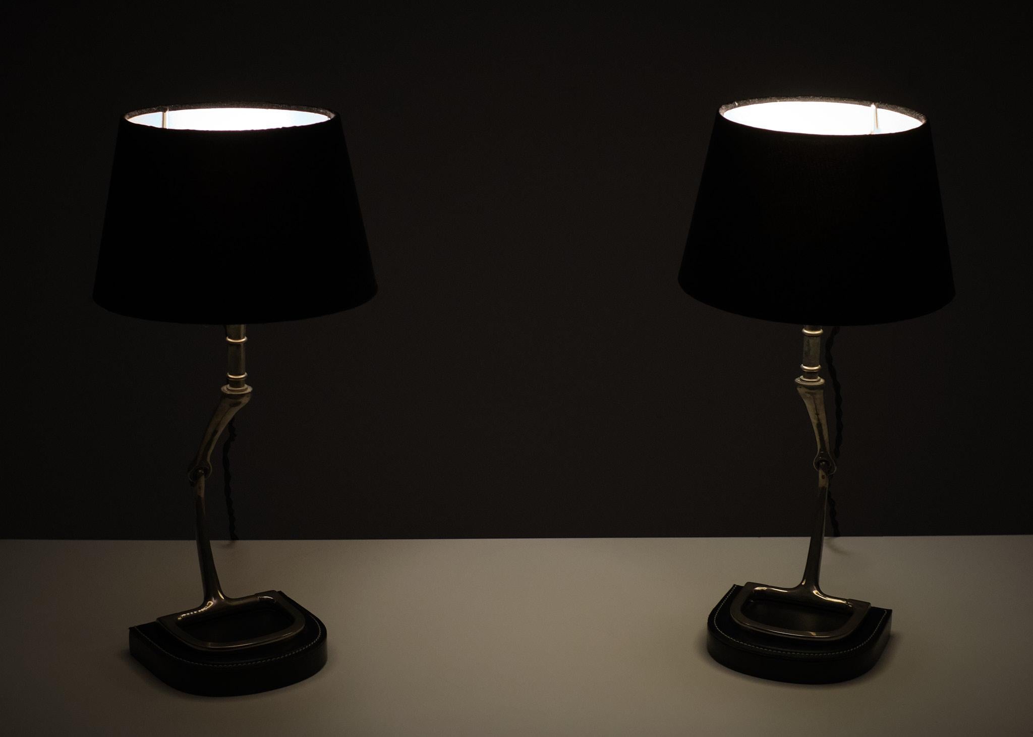 Two EICHHOLTZ Stirrup Table Lamps, 1980s For Sale 1