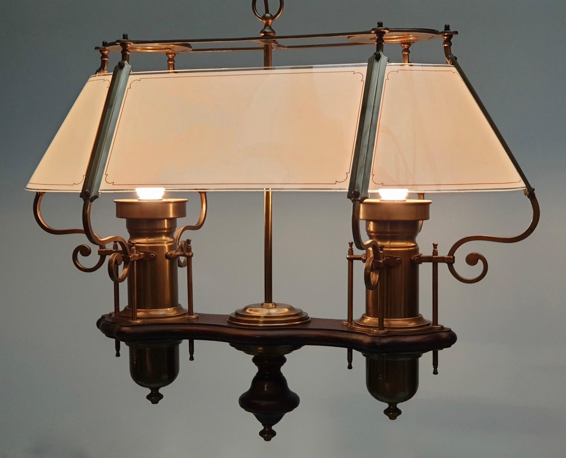 Hollywood Regency Elegant Glass and Copper Ceiling Light For Sale