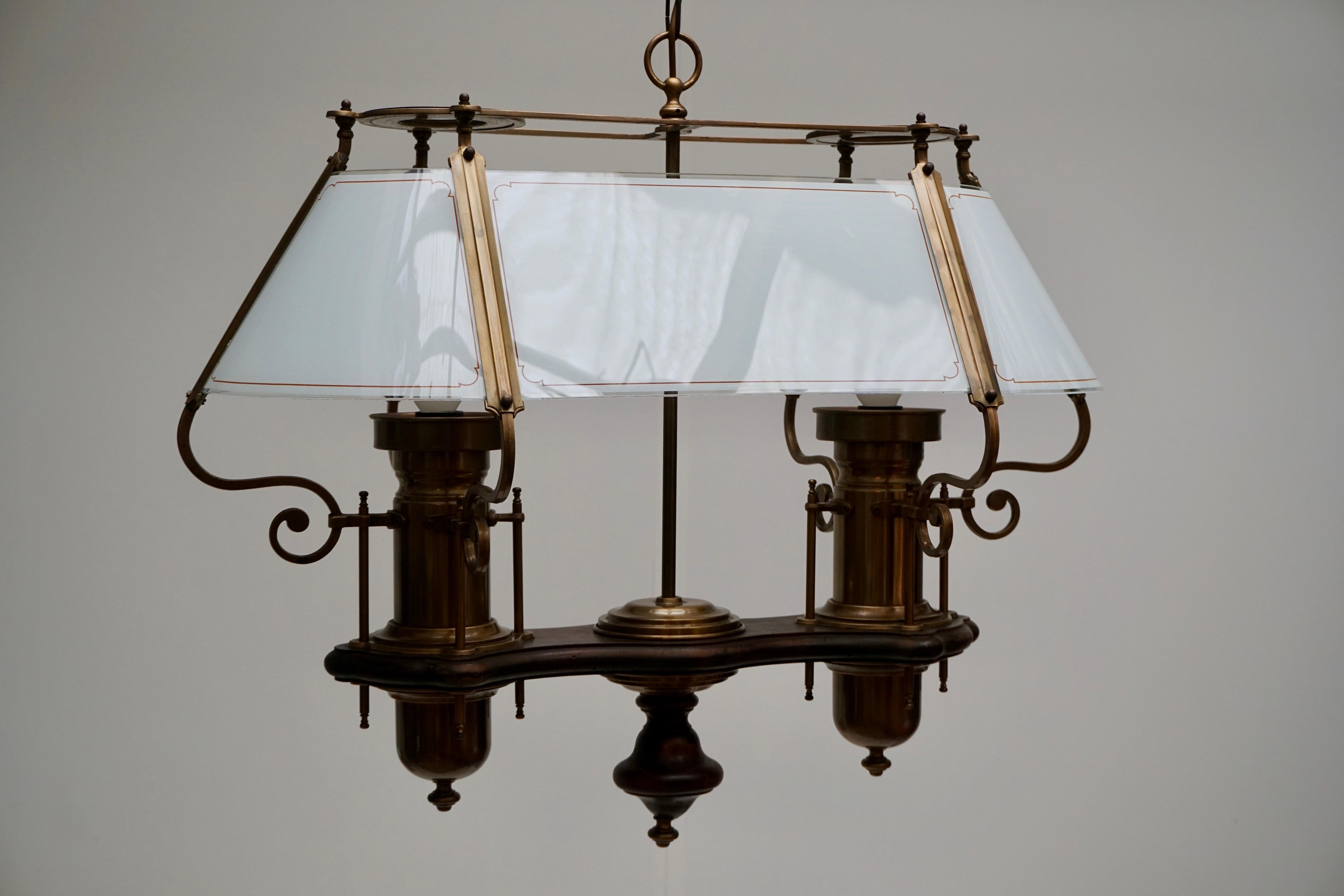 Italian Elegant Glass and Copper Ceiling Light For Sale