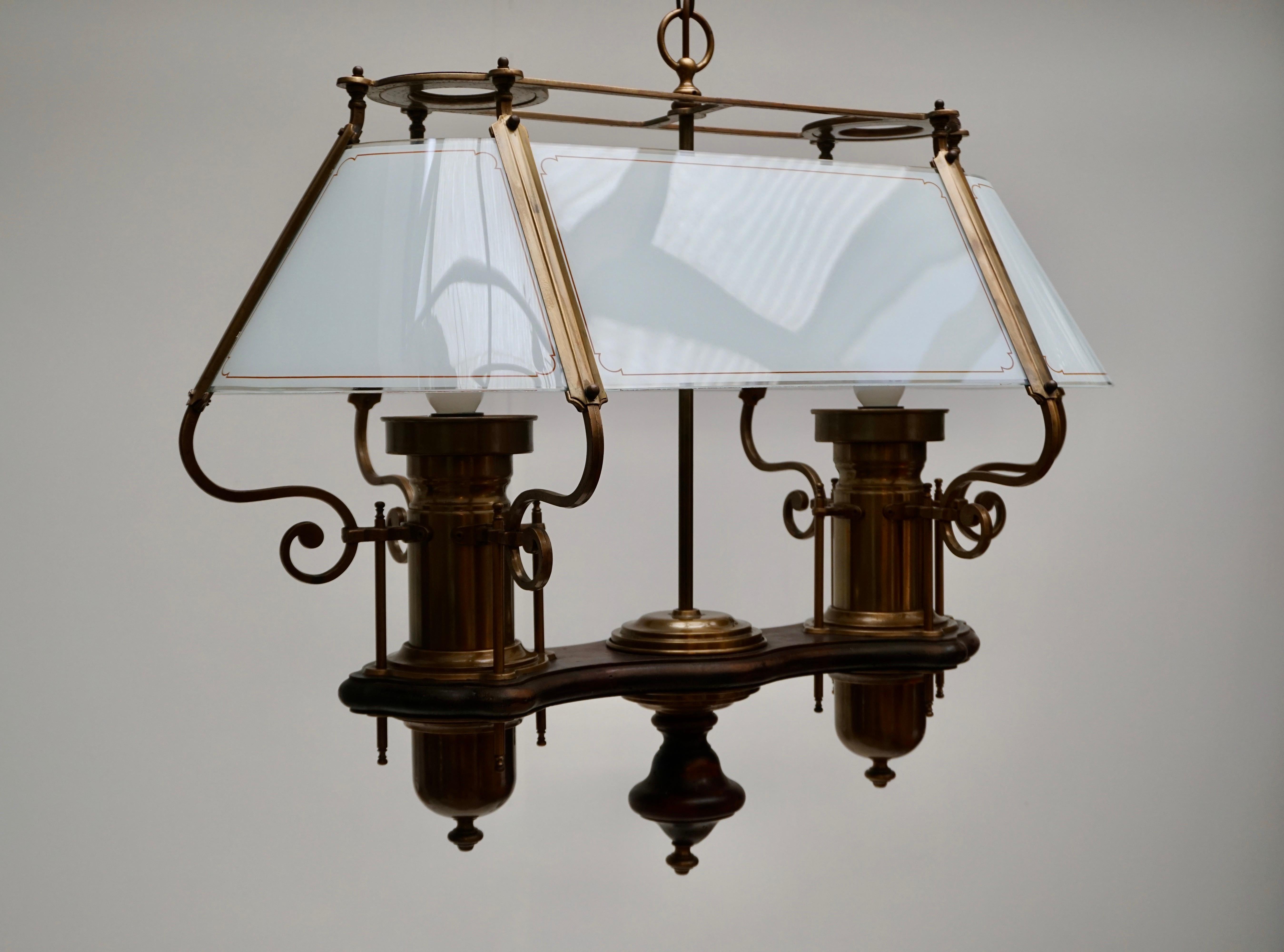 20th Century Elegant Glass and Copper Ceiling Light For Sale