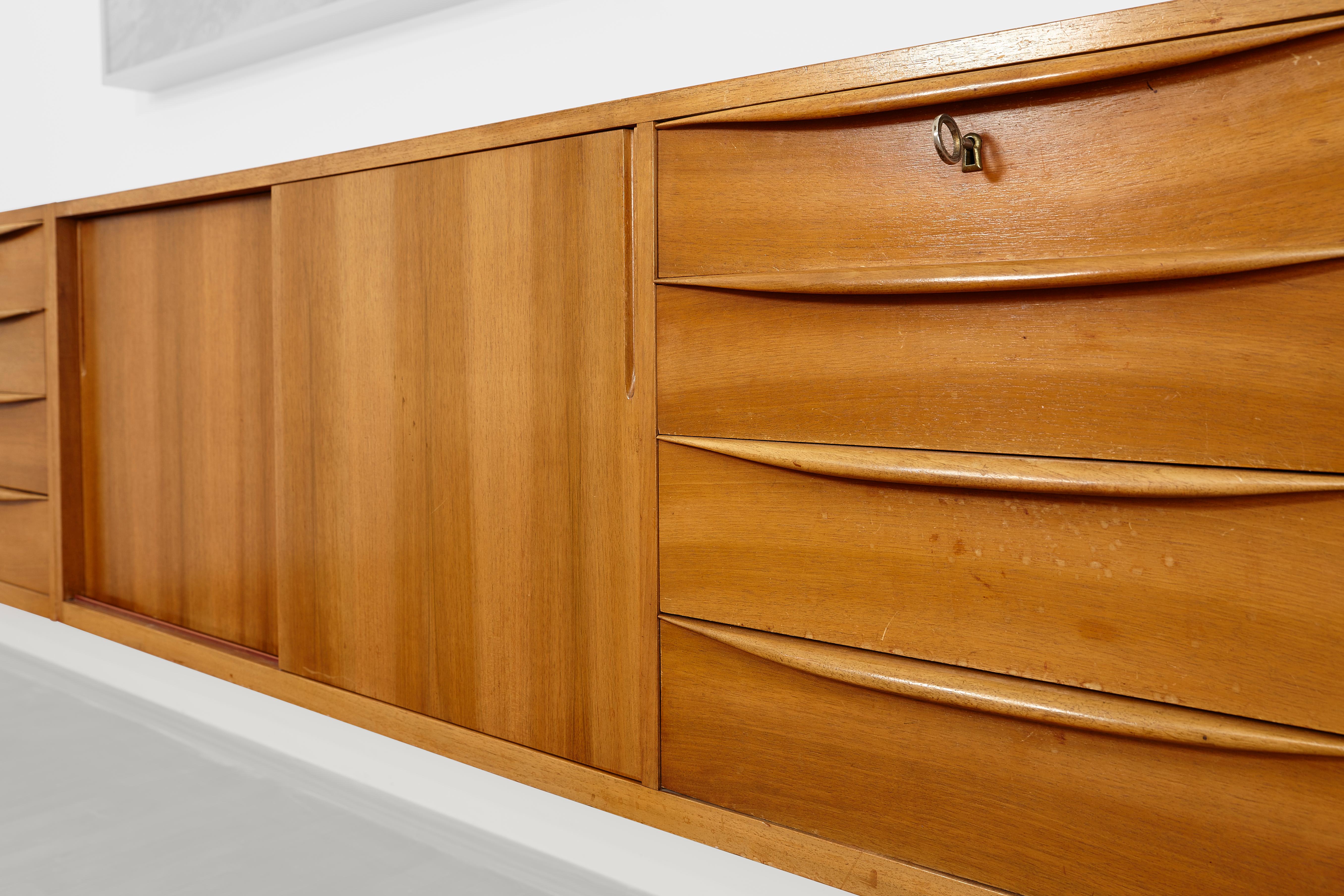 Mid-Century Modern Two Elegant Linear Floating Sideboards from WK Möbel, Germany, 1960s