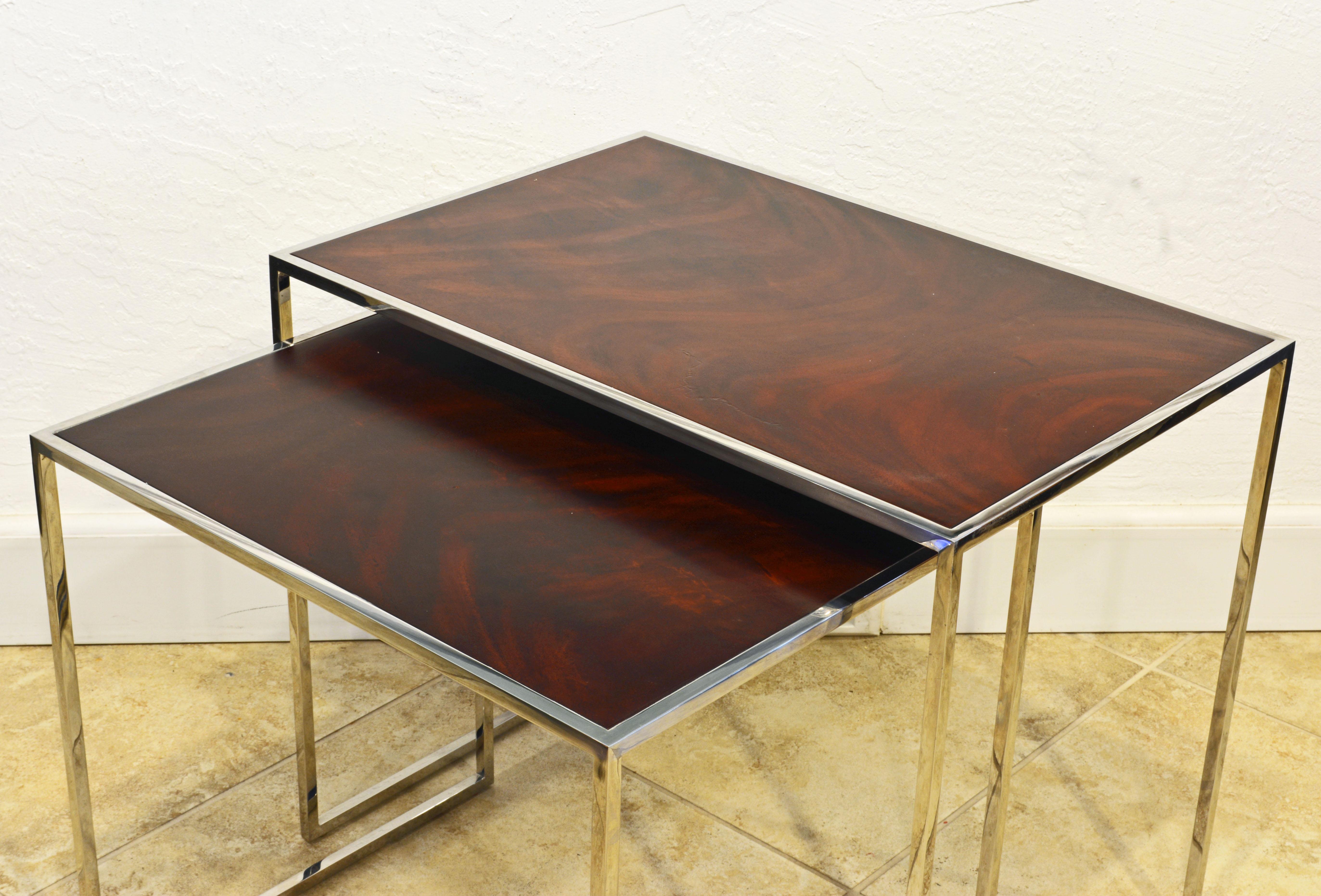 Minimalist Two Elegant Nesting Tables by Michael Kirkpatrick for Decca Bolier Collection For Sale