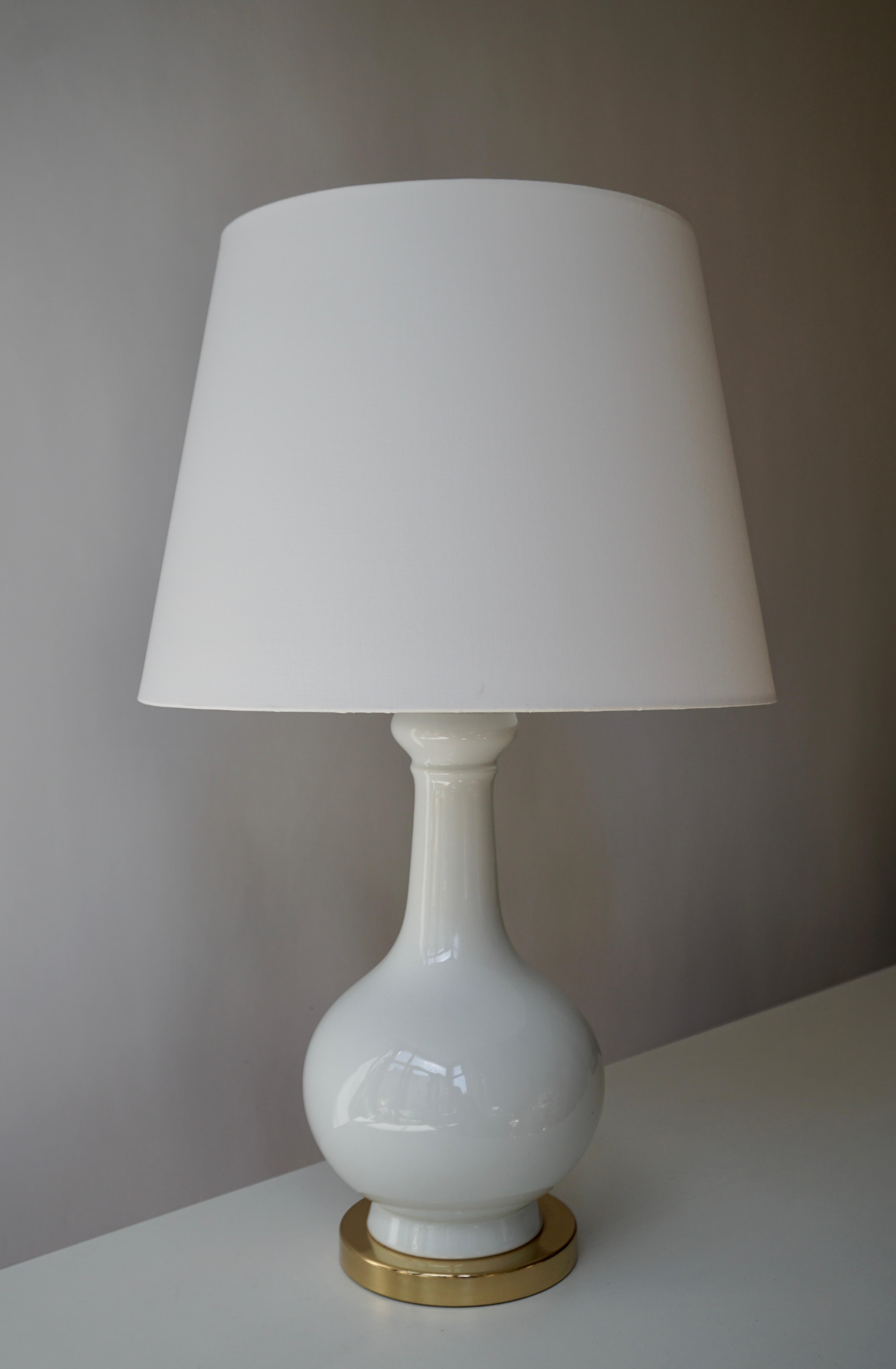 Mid-Century Modern Two Elegant White Porcelain Table Lamps, 1970s For Sale