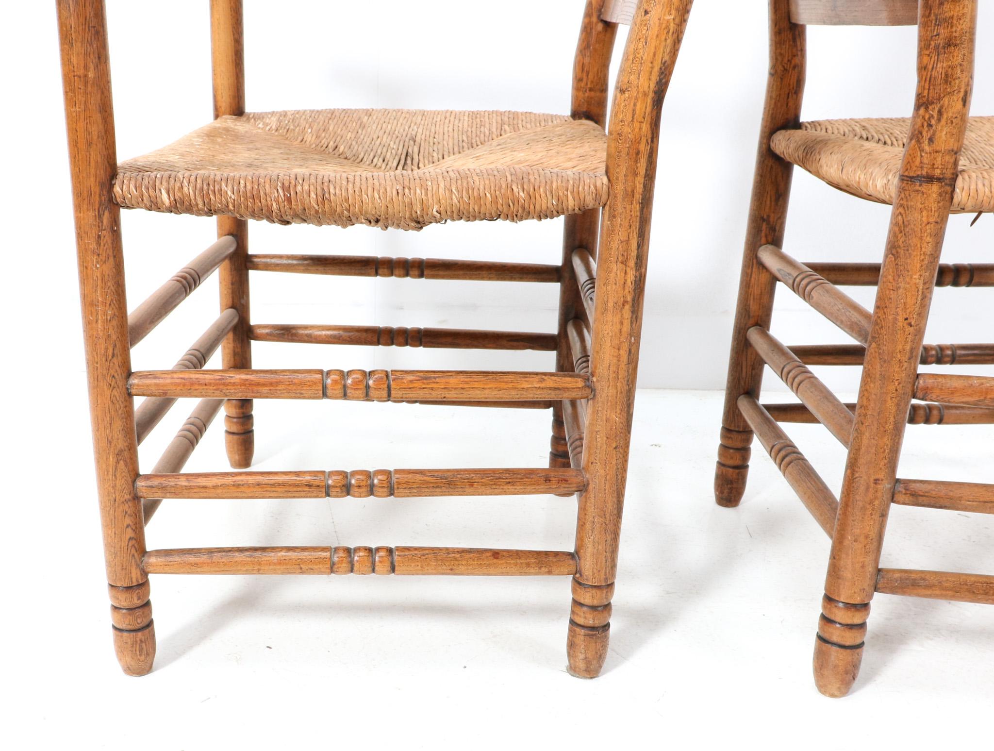 Two Elm Art Nouveau Armchairs by Willem Penaat, 1900s For Sale 5