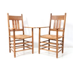 Two Elm Art Nouveau Armchairs by Willem Penaat, 1900s