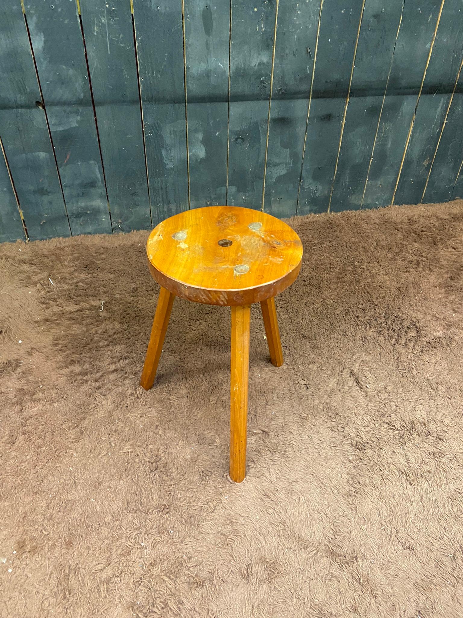 Brutalist Two Elm Stool circa 1950 For Sale