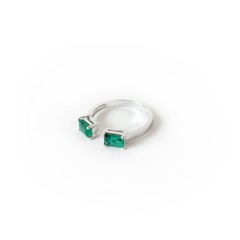 Two Emerald Double Bar Ring