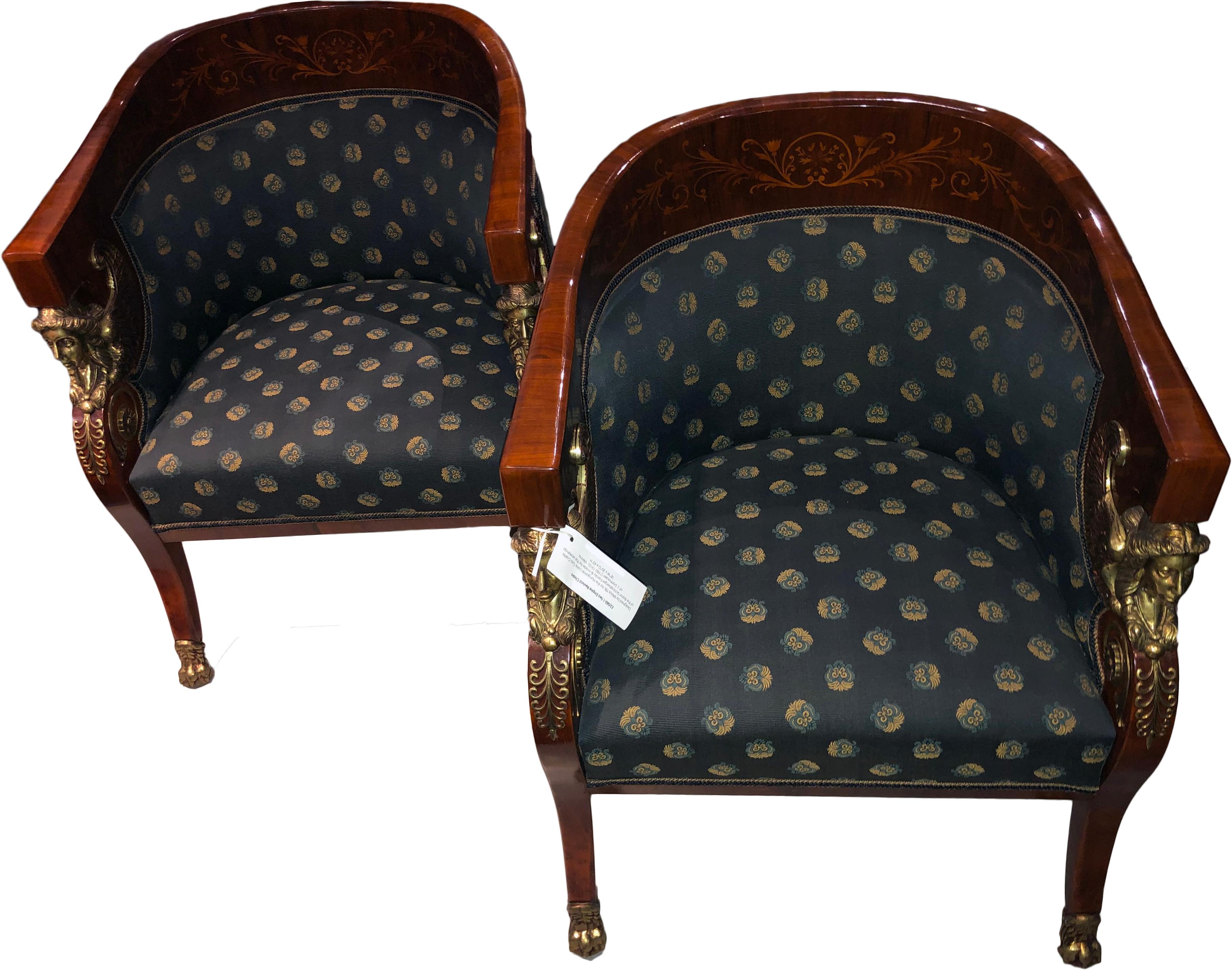 2 Empire Revival Chairs – pieces were designed for the Hungarian Loire Tura Castle (designed by Miklos YBL) of the Baron Schlossberger Family & first made by the workshop of J. Danhauser (1780-1915), Vienna. Later pieces of this furniture were