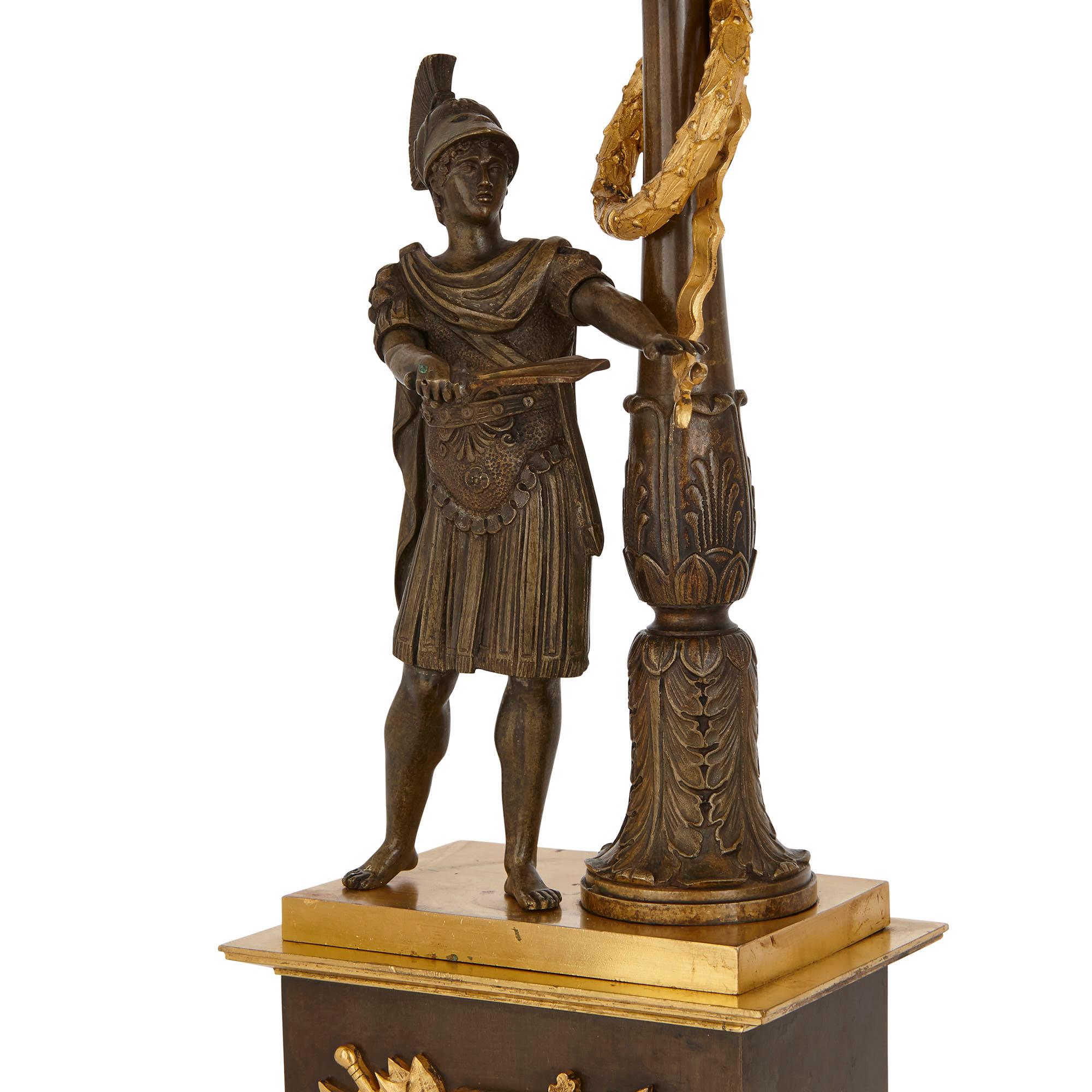 Kandelaber aus vergoldeter und patinierter Bronze im Empire-Stil im Zustand „Gut“ im Angebot in London, GB