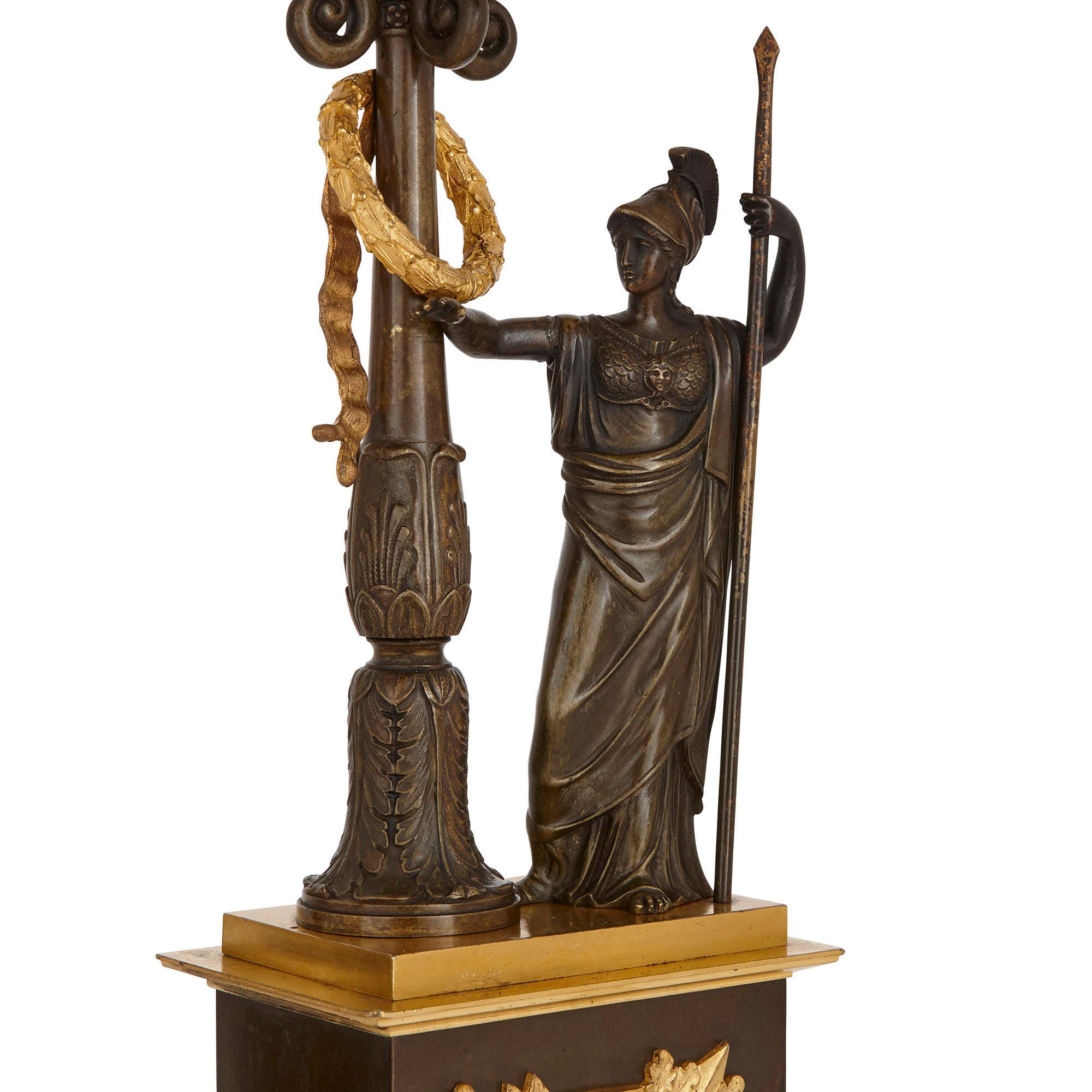 Kandelaber aus vergoldeter und patinierter Bronze im Empire-Stil (19. Jahrhundert) im Angebot