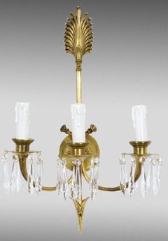 Two Empire wall sconces. Bronze, Glass, France, circa 1900