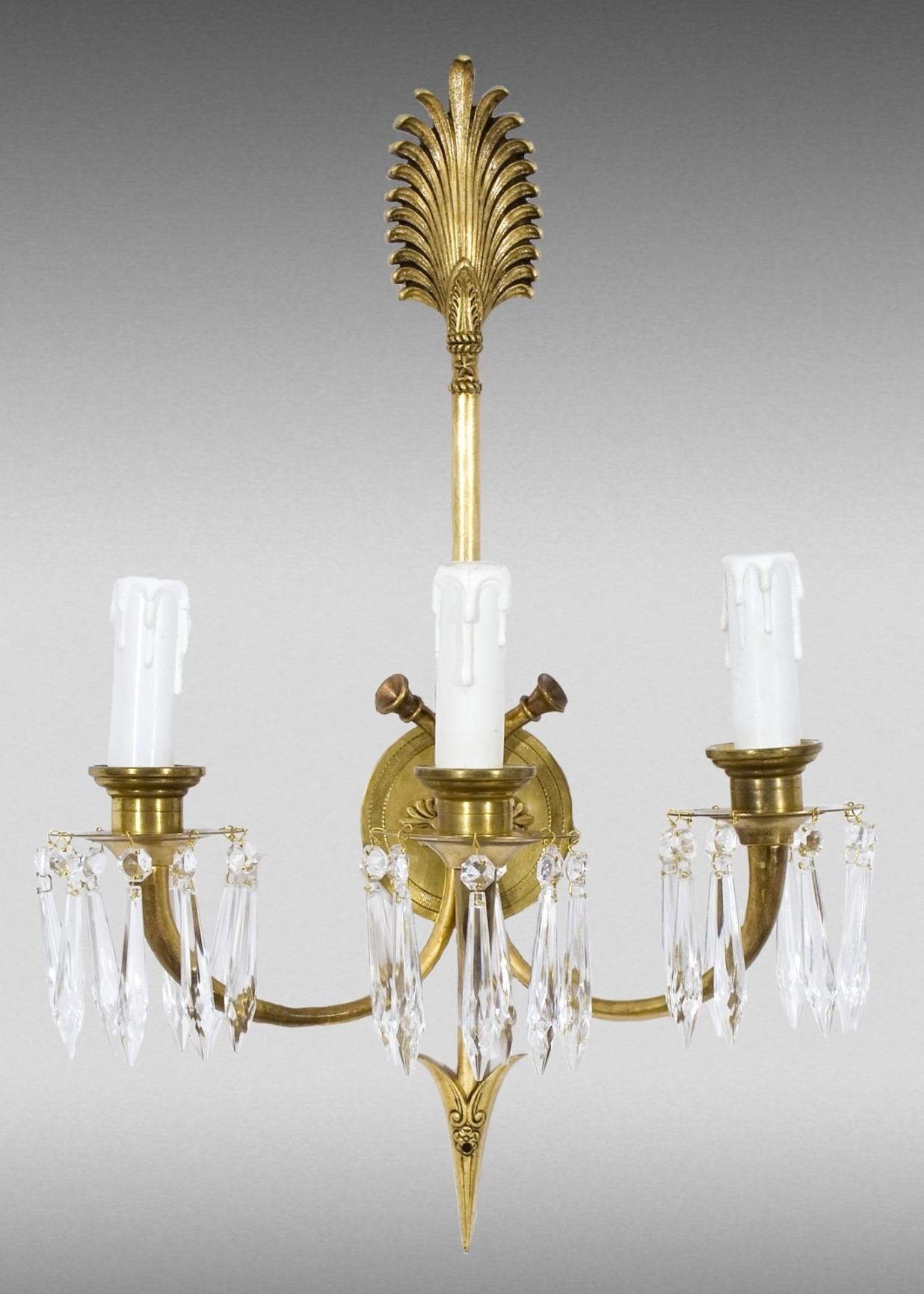 French Two Empire wall sconces. Bronze, Glass, France, circa 1900 For Sale