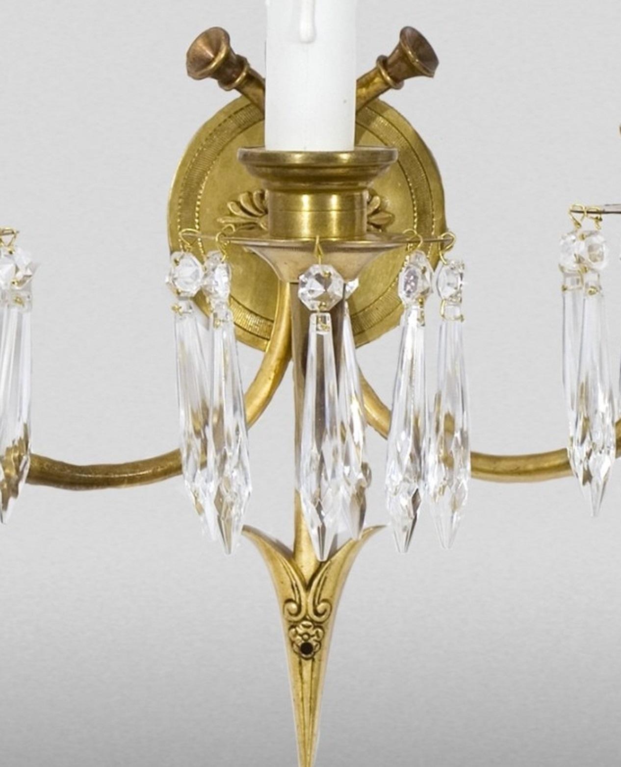 20th Century Two Empire wall sconces. Bronze, Glass, France, circa 1900 For Sale
