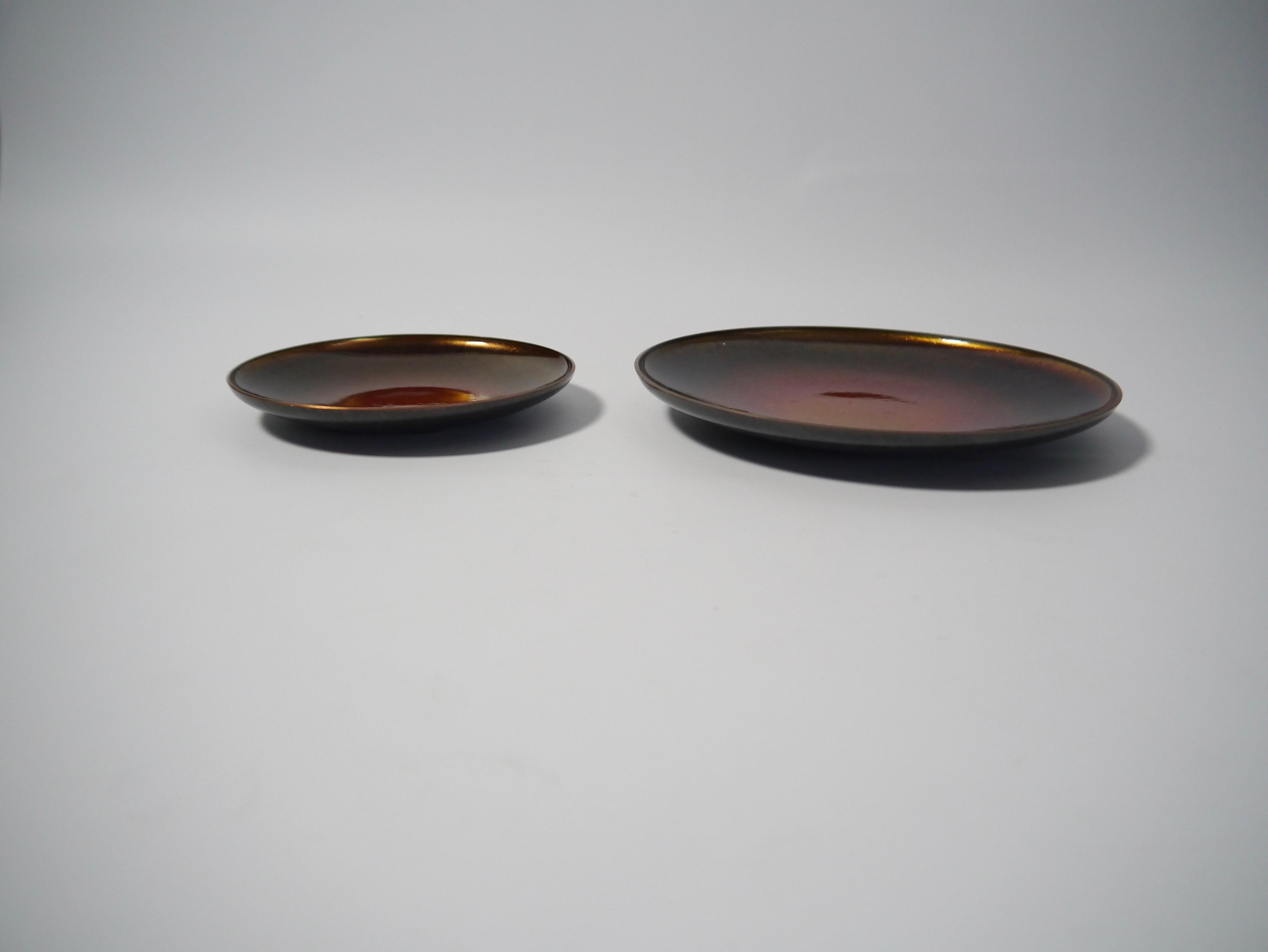 Two Enameled Copper Trays / Plates by David Andersen, Norway 1960s In Good Condition For Sale In Barcelona, ES